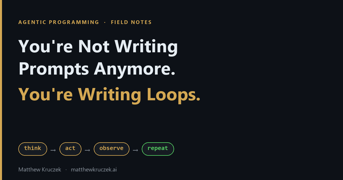 You're not writing prompts anymore, you're writing loops: the four things that become your job when an agent runs on its own